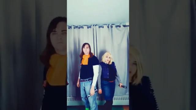 Title card image for video titled Androids are packing heat! #starwars #dragonballz #animenorth #lightsaber #cosplay #android18 Title card image for video titled Androids are packing heat! #starwars #dragonballz #animenorth #lightsaber #cosplay #android18