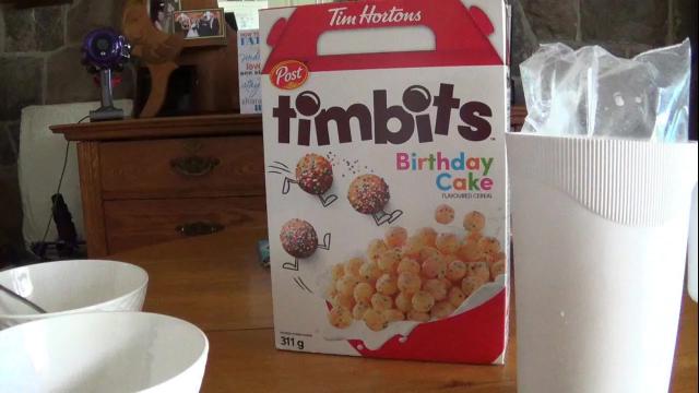 Title card image for video titled Tim Hortons Timbits Cereal - FOOD CORNER Title card image for video titled Tim Hortons Timbits Cereal - FOOD CORNER